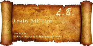 Lewin Bálint névjegykártya